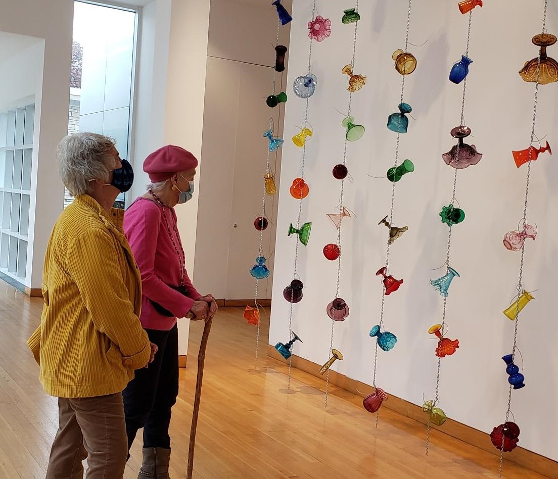 2020 - Wall of glass items during our October Activities at the Des Moines Art Center, Reiman Gardens, and Greater Des Moines Botanical Garden.